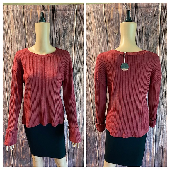 Very J Sweaters - Very J size small NWT blush pink red statement sleeve boho sweater blouse